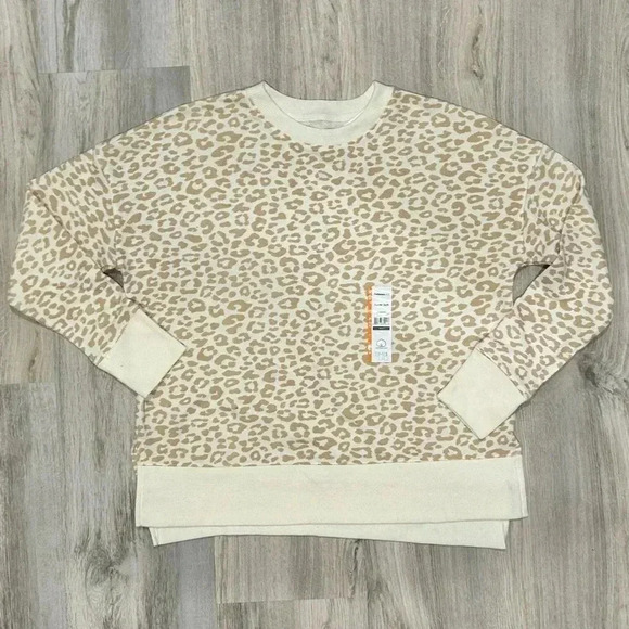 NWT Time & Tru Faded Animal Leopard Print Sweatshirt Crew Neck Pullover Size M - Picture 1 of 8